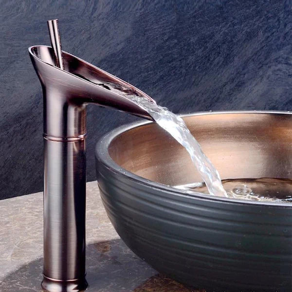Waterfall Basin Mixer Tap in Brass with Elegant Design for Bathroom