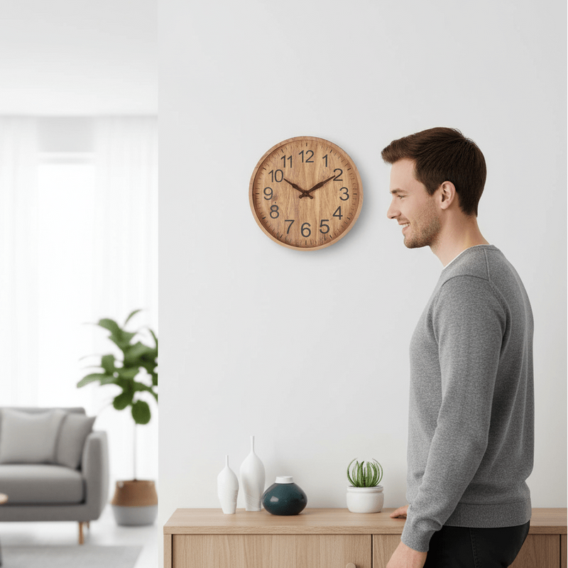 Silent Wooden Wall Clock with Minimalist Design for Modern Interiors