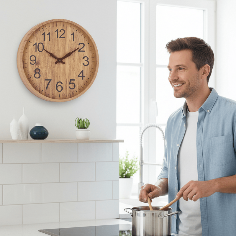Silent Wooden Wall Clock with Minimalist Design for Modern Interiors