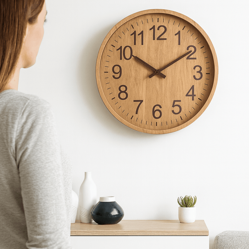 Silent Wooden Wall Clock with Minimalist Design for Modern Interiors