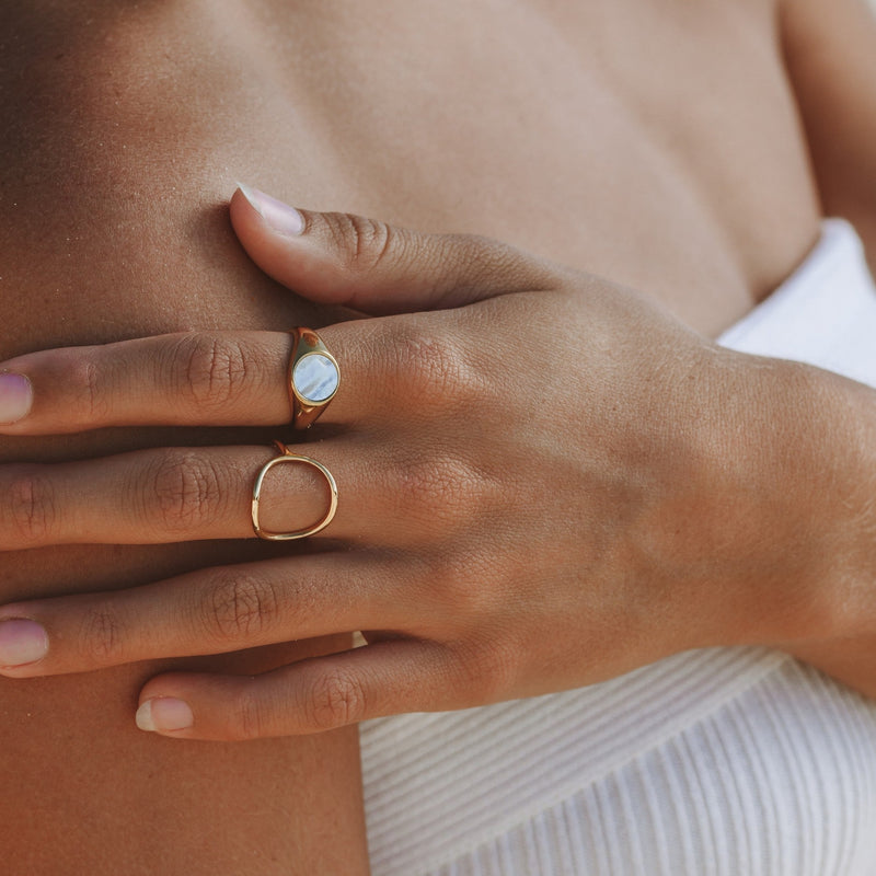 Oval Ring in Stainless Steel with an Elongated Open Frame