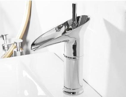 Waterfall Basin Mixer Tap in Brass with Elegant Design for Bathroom