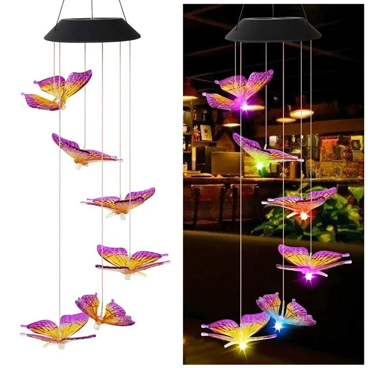 Solar Colour-Changing Butterfly Wind Chime
