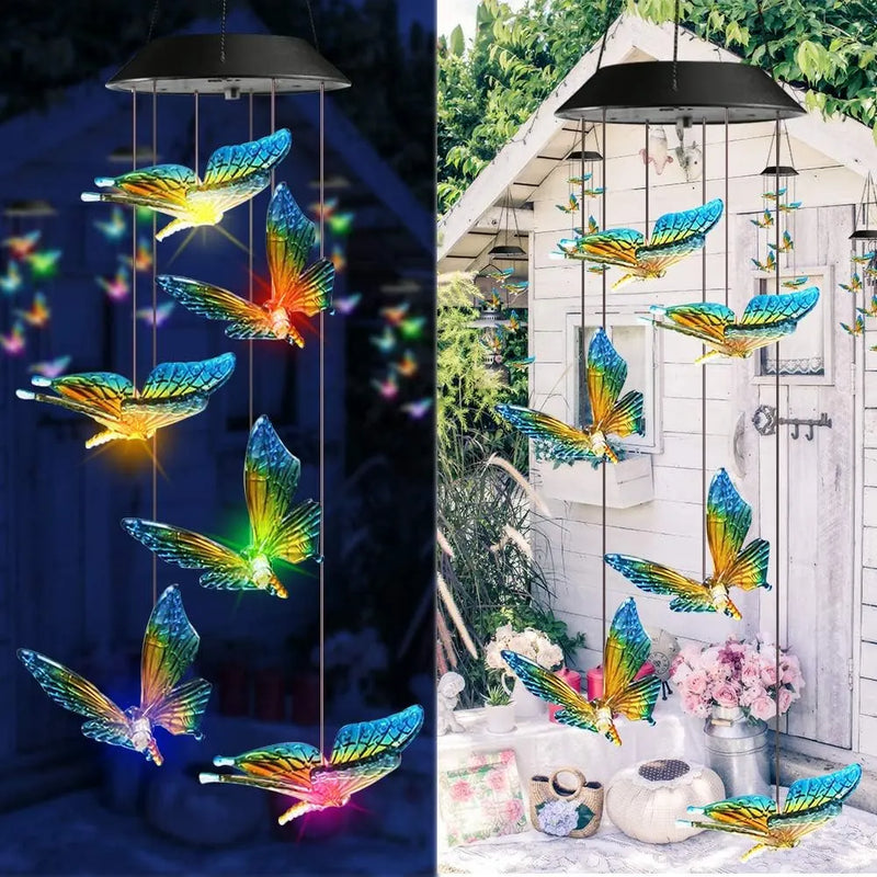 Solar Colour-Changing Butterfly Wind Chime