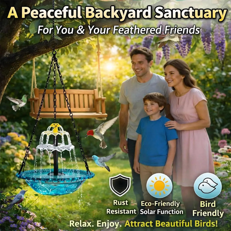 Solar Cascading Hanging Bird Bath Fountain