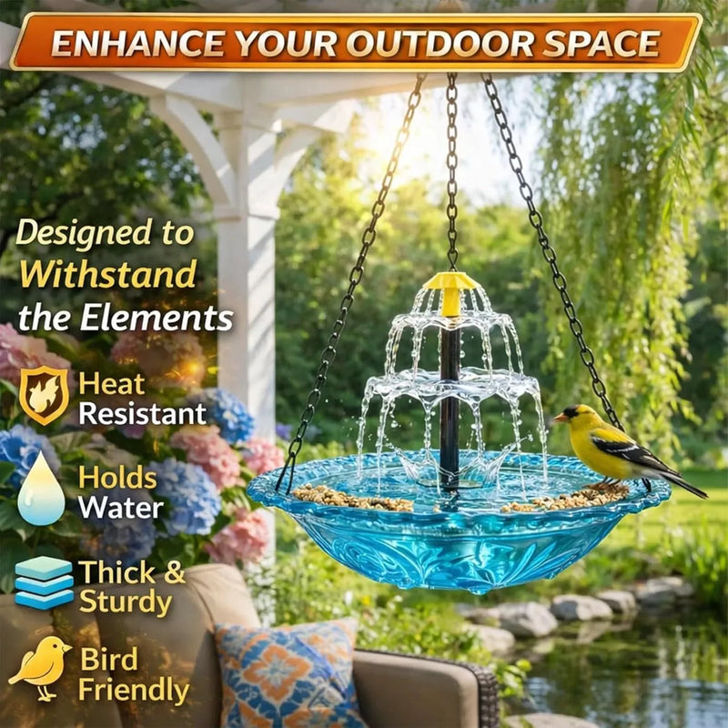 Solar Cascading Hanging Bird Bath Fountain