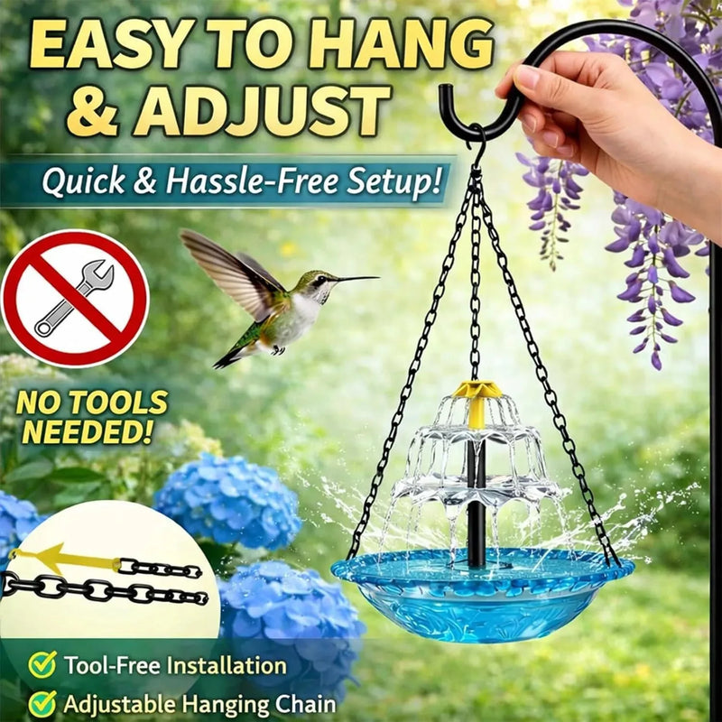 Solar Cascading Hanging Bird Bath Fountain