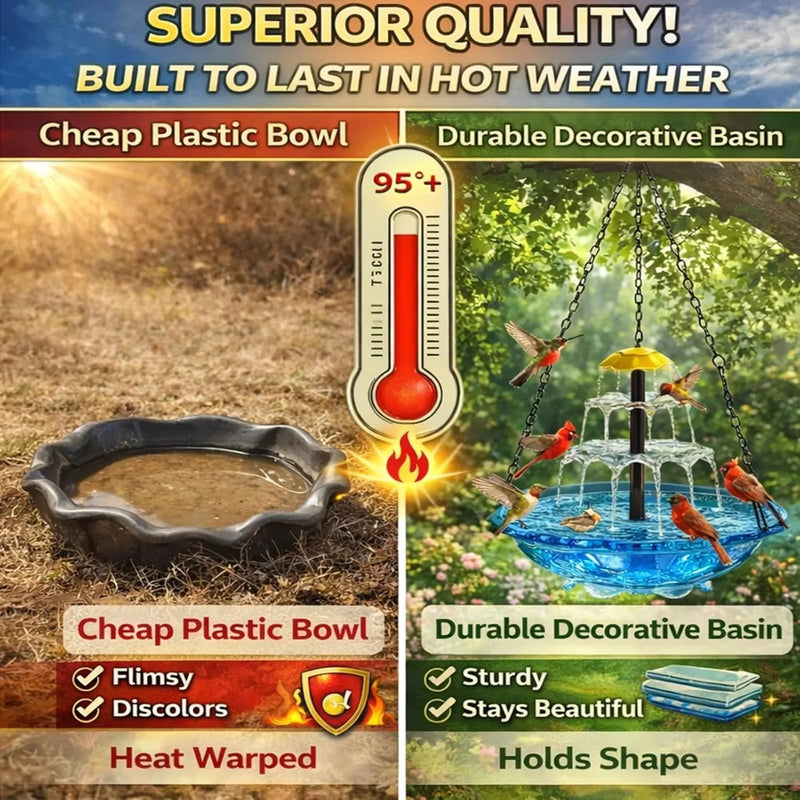 Solar Cascading Hanging Bird Bath Fountain