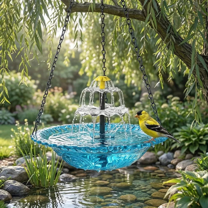 Solar Cascading Hanging Bird Bath Fountain