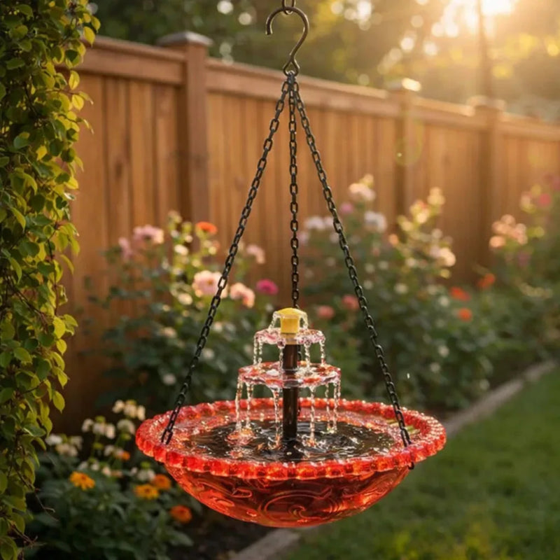 Solar Cascading Hanging Bird Bath Fountain