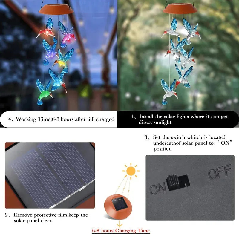 Solar Colour-Changing Butterfly Wind Chime