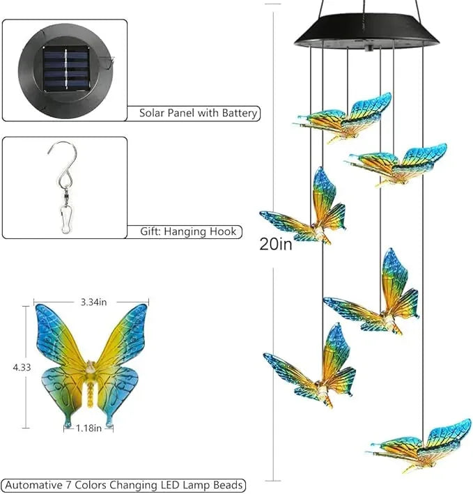 Solar Colour-Changing Butterfly Wind Chime