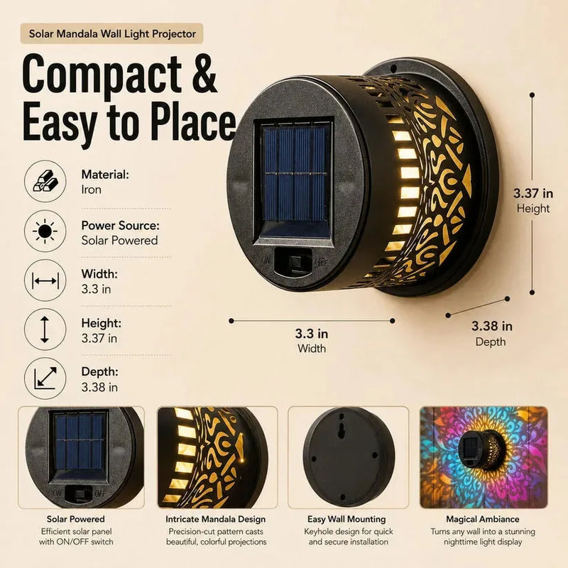 Colourful Solar Mandala Projection Wall Light