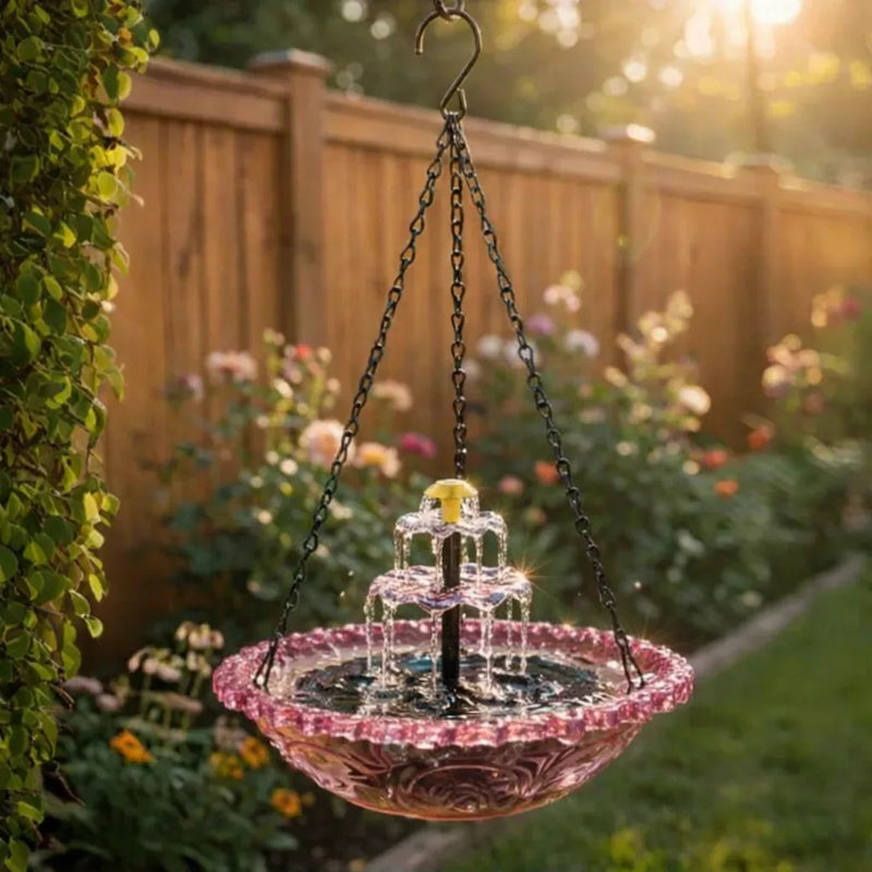 Solar Cascading Hanging Bird Bath Fountain