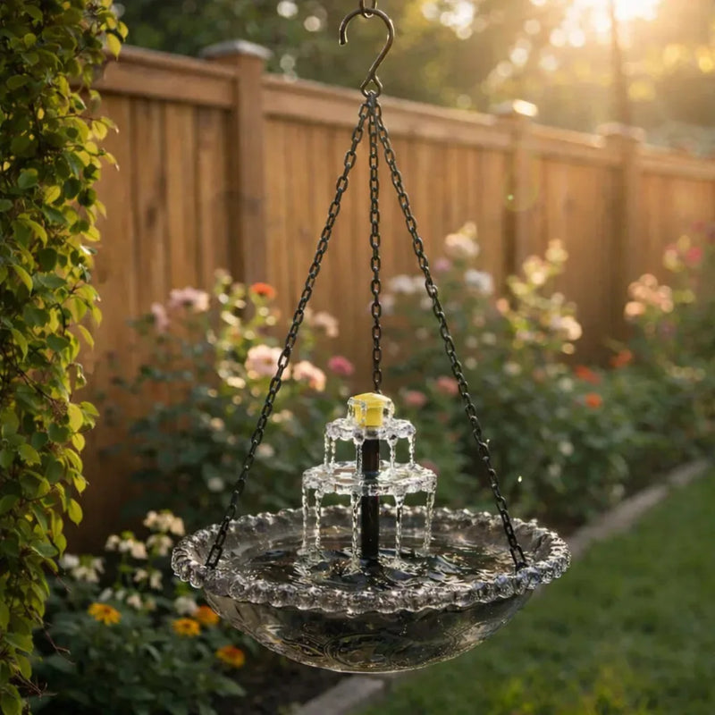 Solar Cascading Hanging Bird Bath Fountain