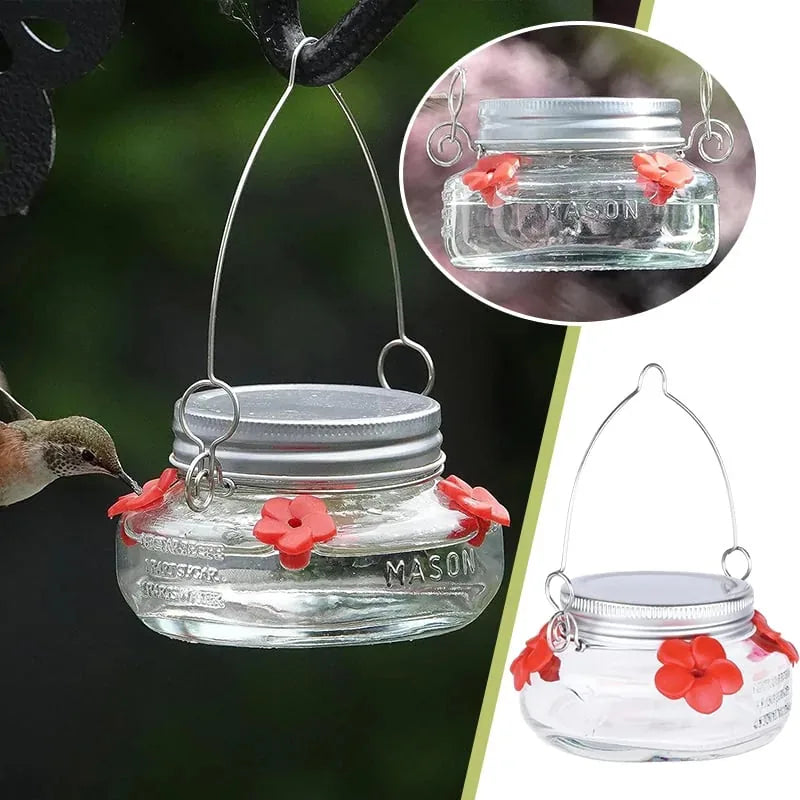16 oz Hanging Hummingbird Feeder with Bee Guard & 4 Feeding Ports