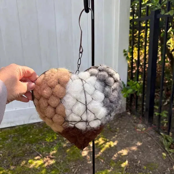 Handmade Heart-Shaped Bird Nest Ornament with Natural Fibre Filling