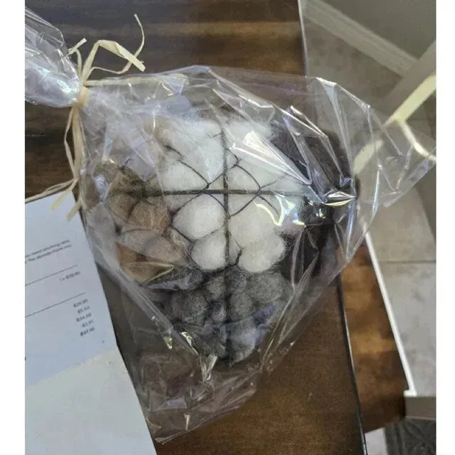 Handmade Heart-Shaped Bird Nest Ornament with Natural Fibre Filling