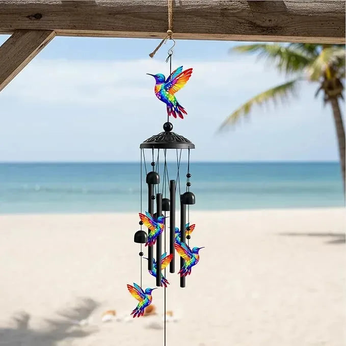 35-Inch Rainbow Hummingbird Outdoor Wind Chime