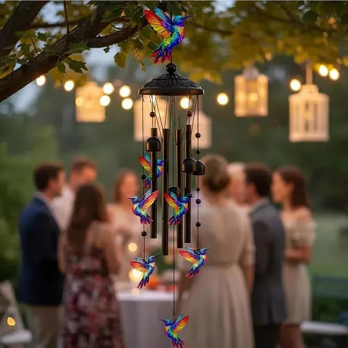 35-Inch Rainbow Hummingbird Outdoor Wind Chime