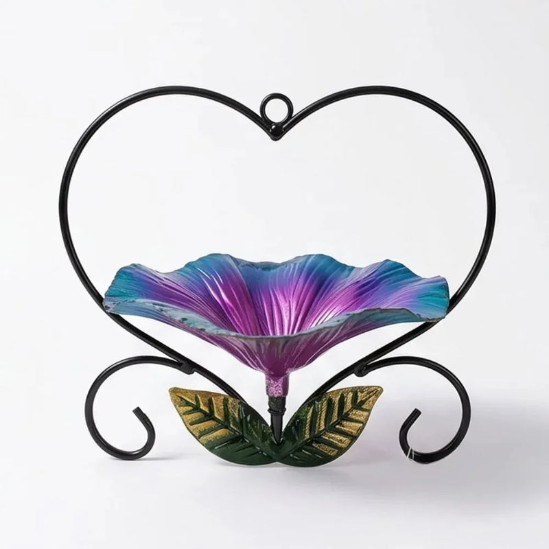 2-in-1 Hanging Metal Bird Bath & Feeder with Flower-Shaped Basin
