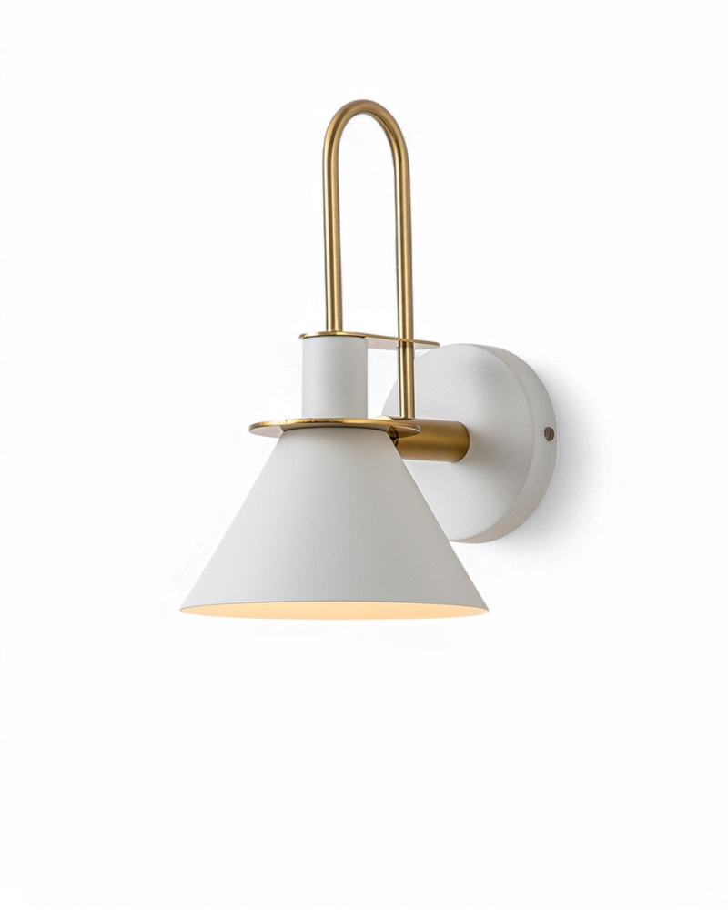 Modern Conical Wall Sconce with Gold-Tone Accent & Downward Lighting