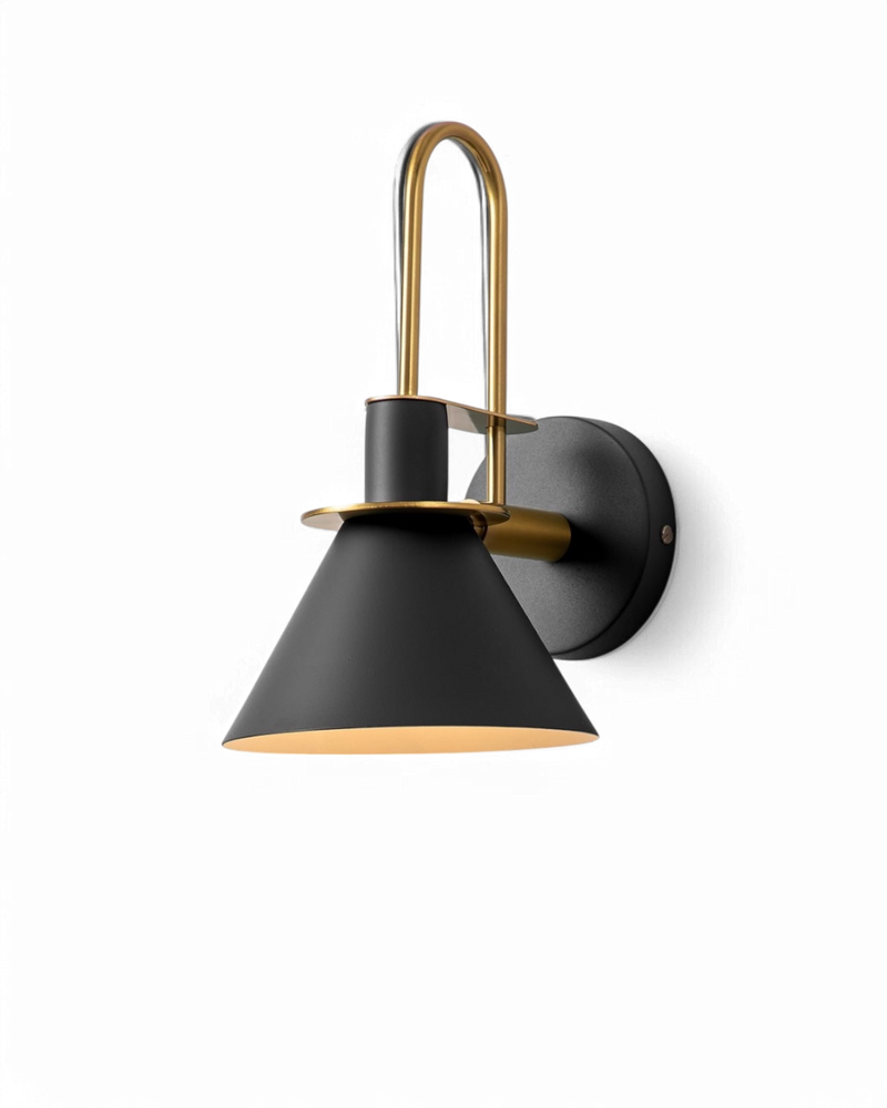 Modern Conical Wall Sconce with Gold-Tone Accent & Downward Lighting