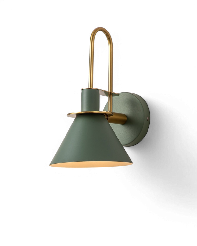 Modern Conical Wall Sconce with Gold-Tone Accent & Downward Lighting