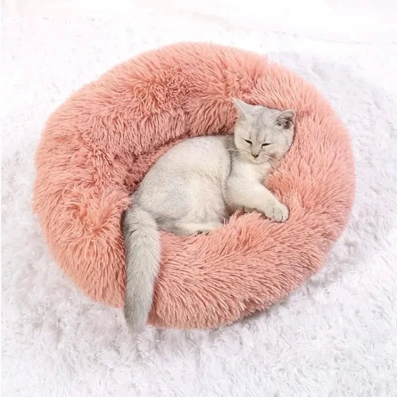 Plush Donut Pet Bed with Raised Bolster Support