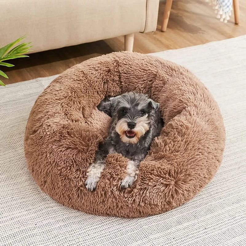Plush Donut Pet Bed with Raised Bolster Support