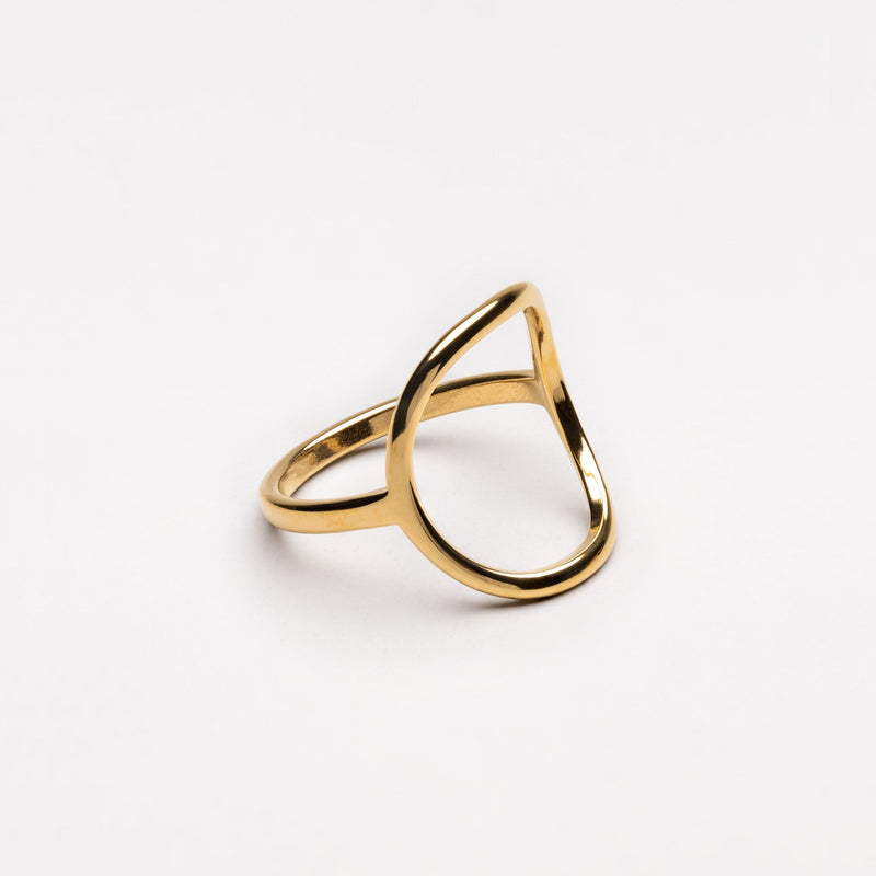 Oval Ring in Stainless Steel with an Elongated Open Frame