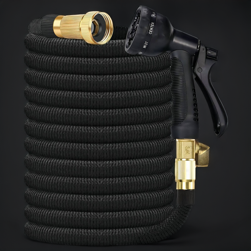 Expandable Garden Hose with Spray Gun - Flexible and Kink-Free