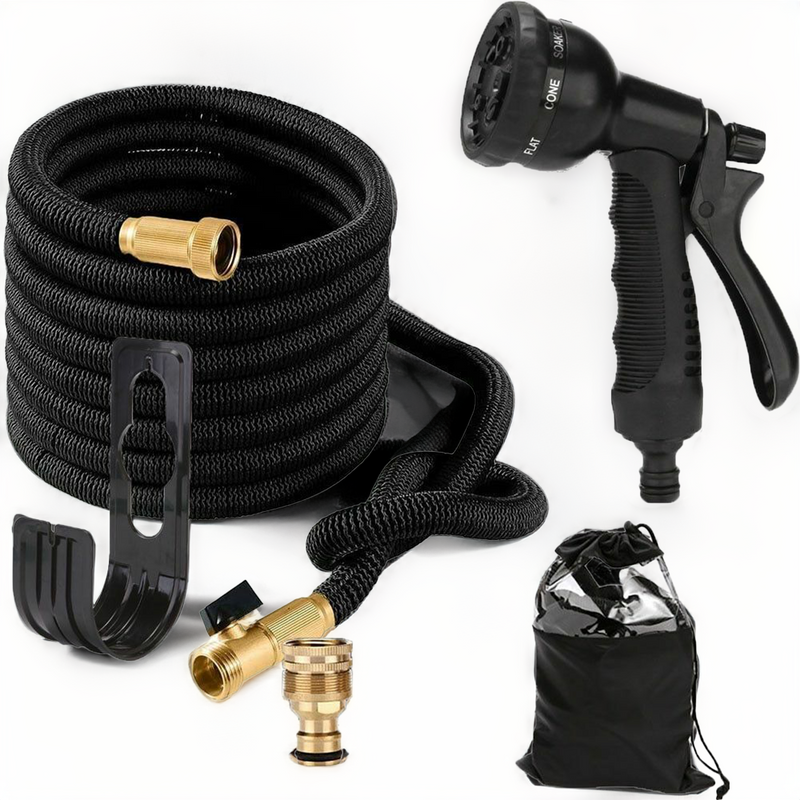 Expandable Garden Hose with Spray Gun - Flexible and Kink-Free
