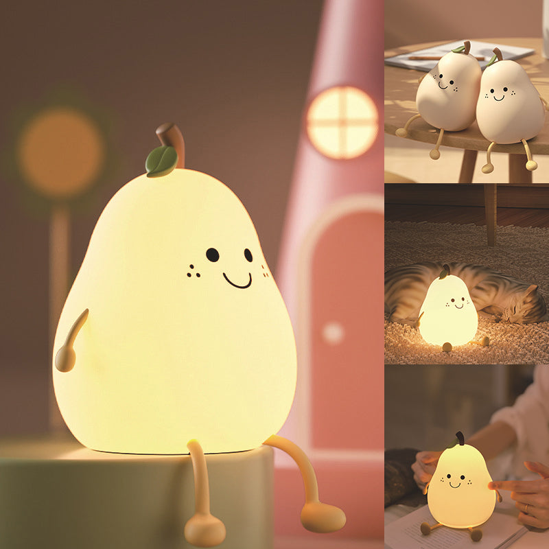 Pear-Shaped Rechargeable Night Light with Adjustable LED Glow