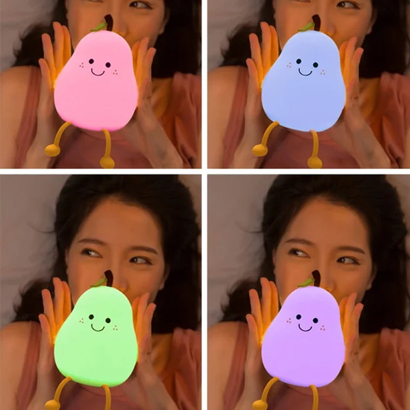 Pear-Shaped Rechargeable Night Light with Adjustable LED Glow