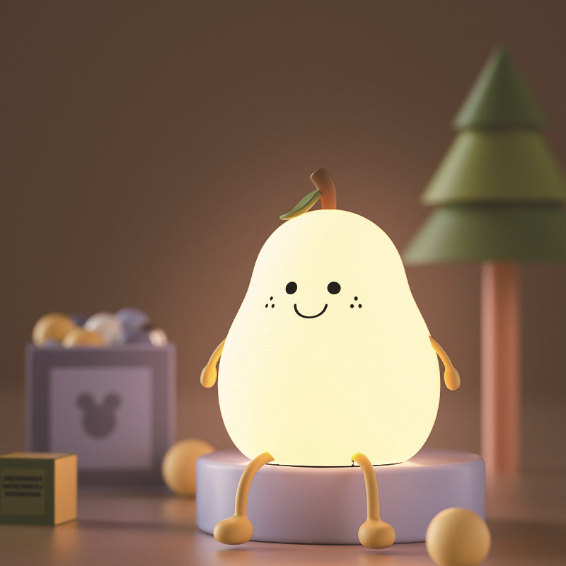 Pear-Shaped Rechargeable Night Light with Adjustable LED Glow