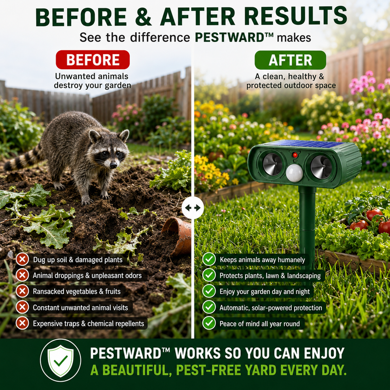 PESTWARD – Solar Motion Animal Deterrent for Humane Garden Protection