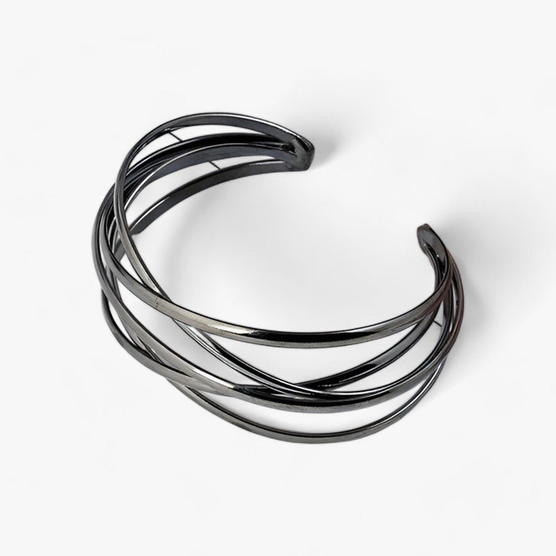 Cuff Bracelet with Layered Crisscross Bands and an Open Back