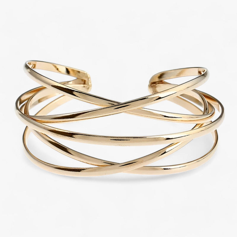 Cuff Bracelet with Layered Crisscross Bands and an Open Back