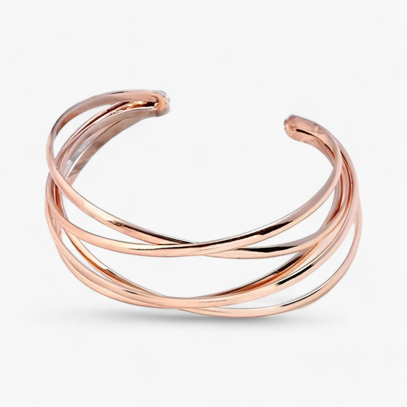 Cuff Bracelet with Layered Crisscross Bands and an Open Back