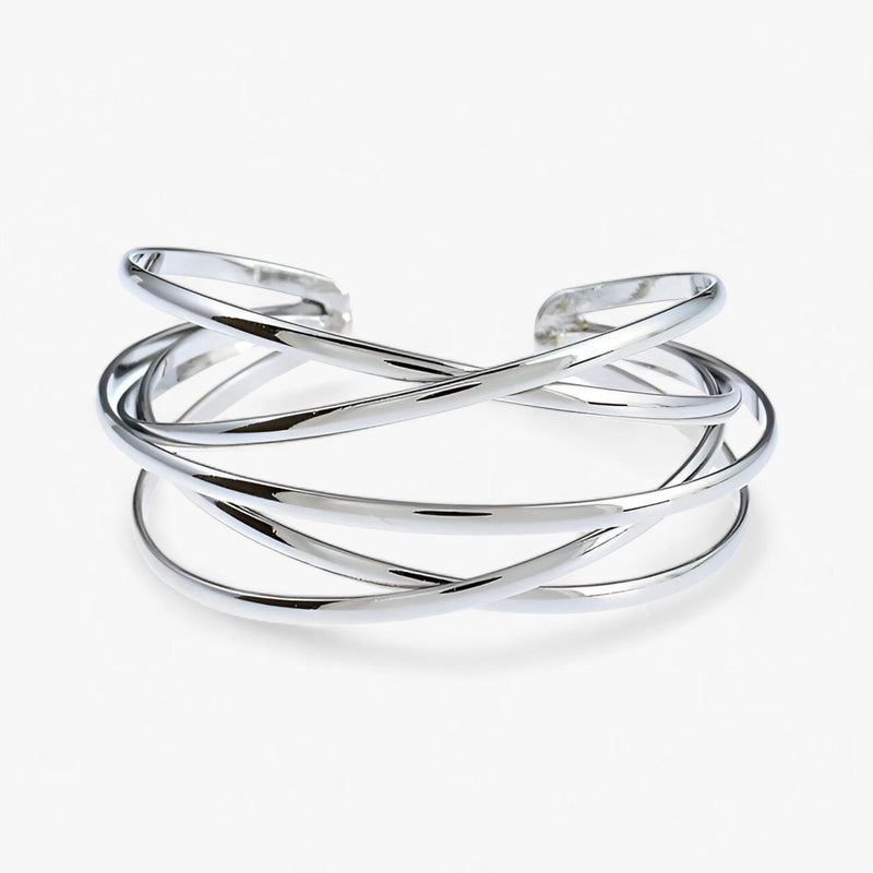 Cuff Bracelet with Layered Crisscross Bands and an Open Back