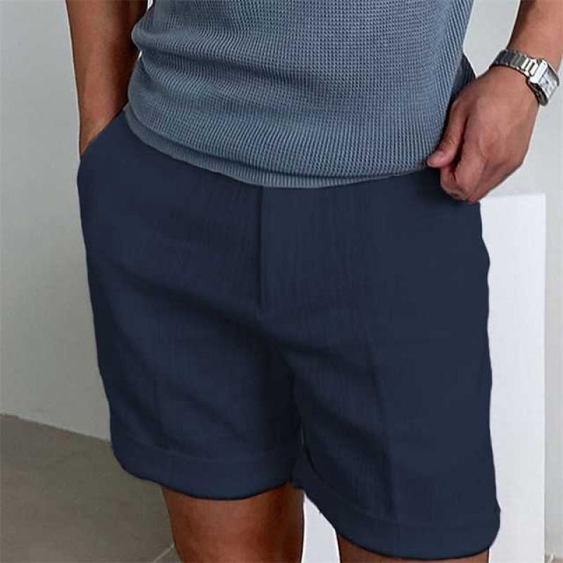 Men's Linen Beach Shorts with Elastic Waist and Comfortable Fit