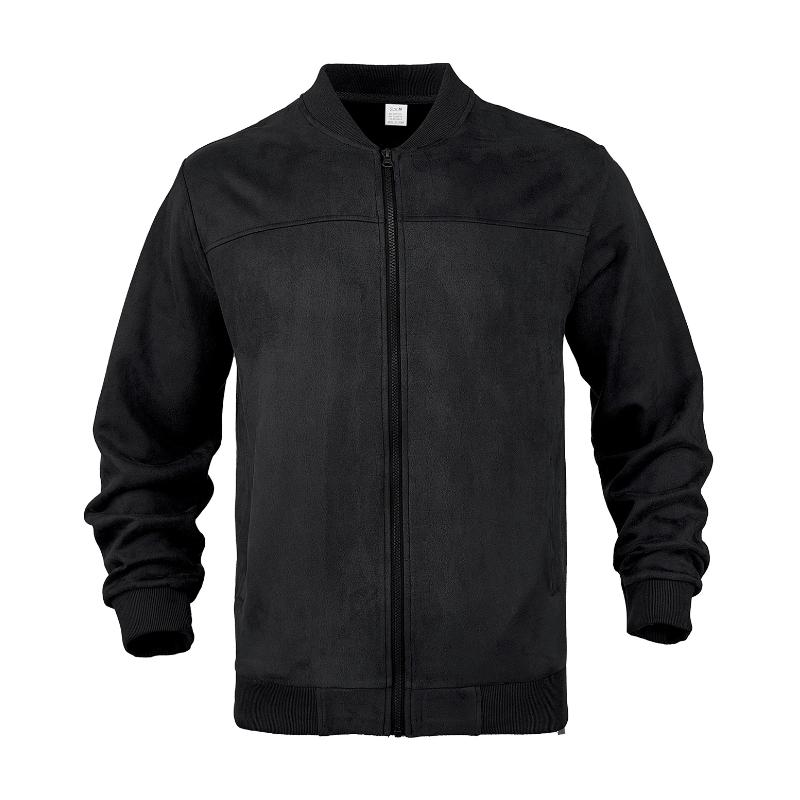 Men's Summer Jacket with Suede Look and Stand-Up Collar