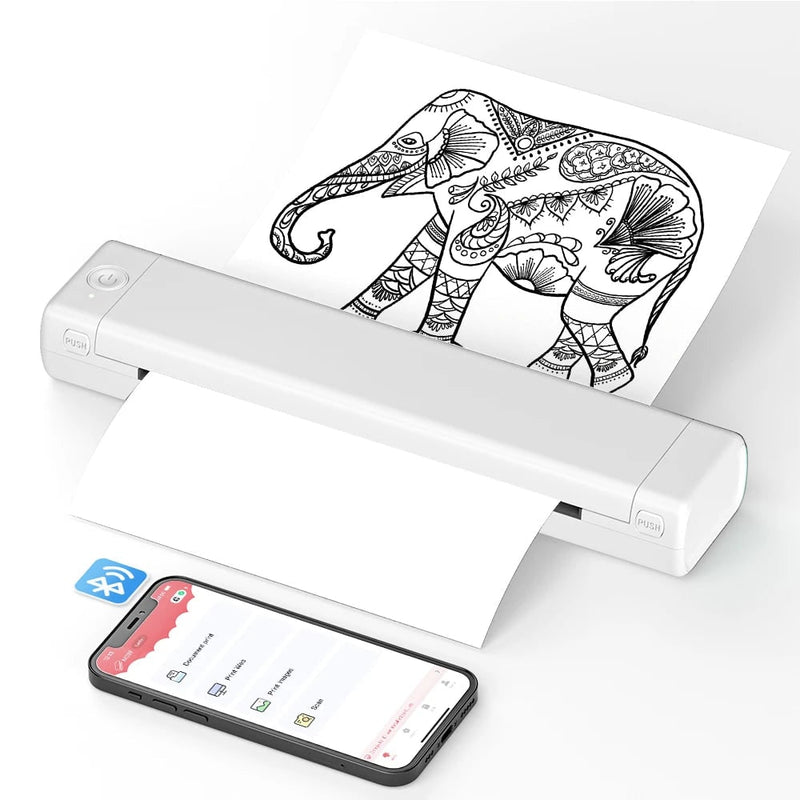Portable A4 Thermal Printer with Bluetooth and Inkless Printing