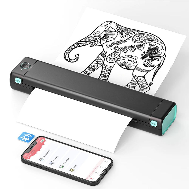 Portable A4 Thermal Printer with Bluetooth and Inkless Printing