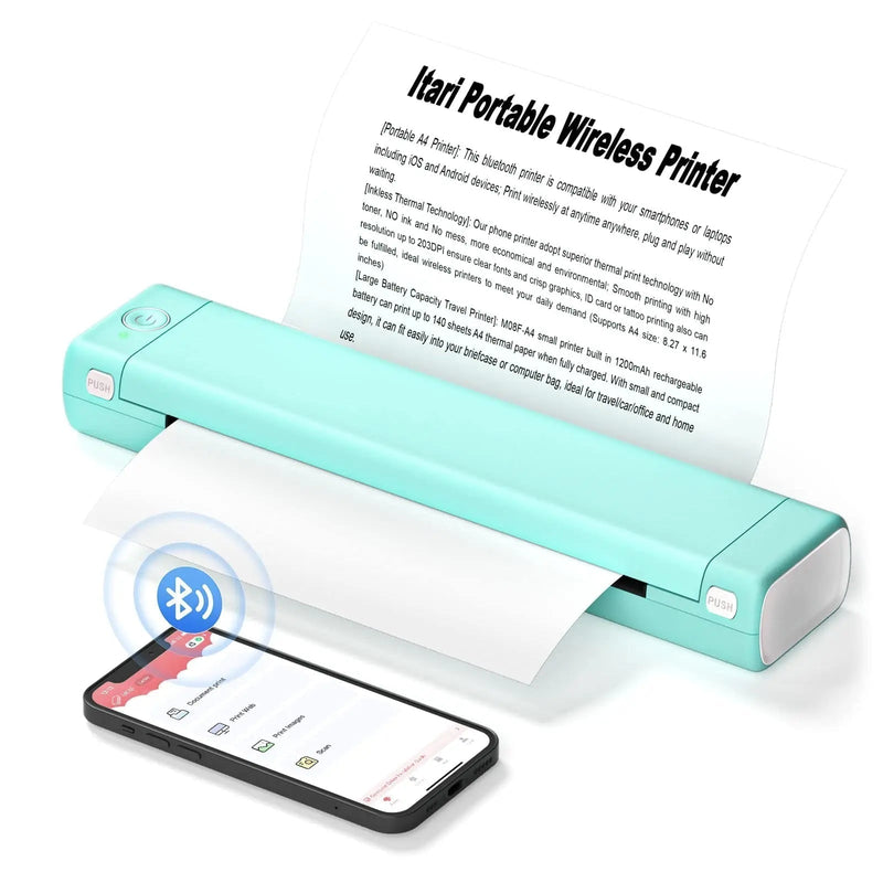 Portable A4 Thermal Printer with Bluetooth and Inkless Printing