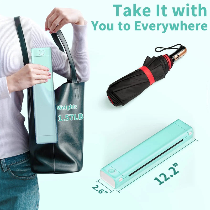 Portable A4 Thermal Printer with Bluetooth and Inkless Printing