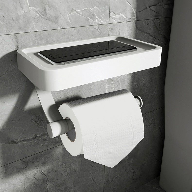 Toilet Roll Holder with Storage Shelf in Stainless Steel for Bathroom