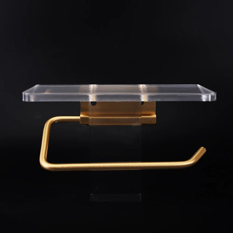 Wall-Mounted Toilet Roll Holder with Acrylic Shelf