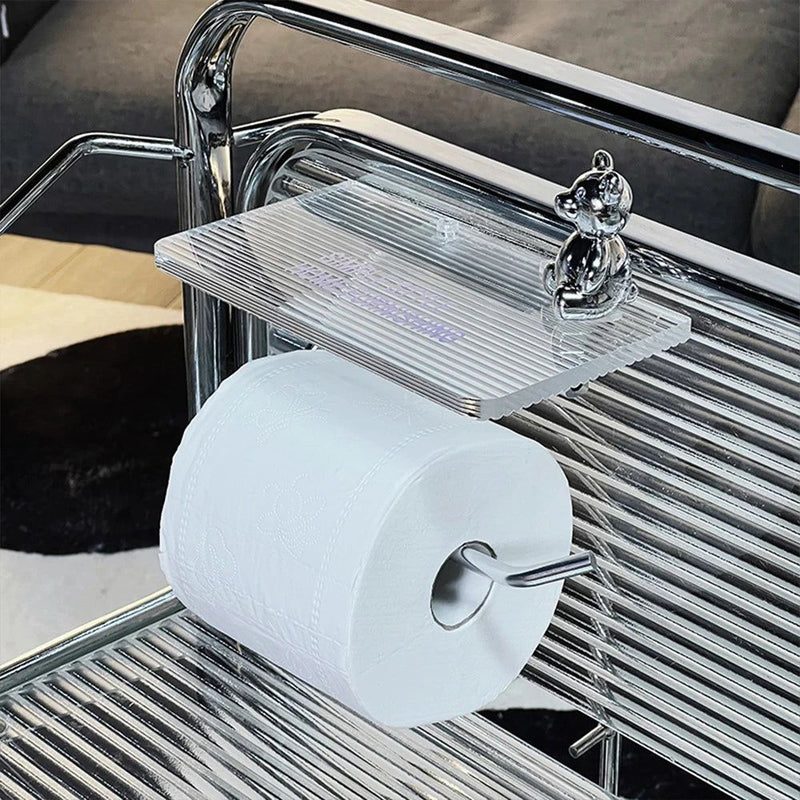 Wall-Mounted Toilet Roll Holder with Acrylic Shelf